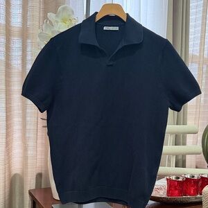 Zara Men’s Black Short-Sleeve Polo Knit Shirt